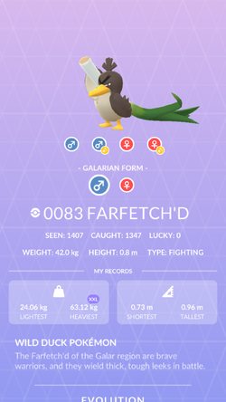 Can someone tell me why my farfetched are different? : r/pokemongo