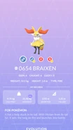 Braixen Pokédex entry