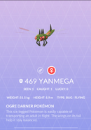 Yanmega Pokédex entry