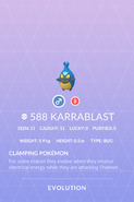 Karrablast Pokédex entry