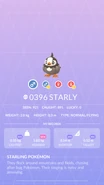Starly Pokédex entry