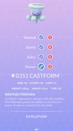 Snowy Castform Pokédex entry