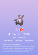 Grumpig Pokédex entry