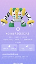 Regigigas Pokédex entry