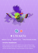 Xatu Shadow Pokédex entry