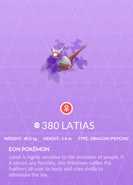 Latias Shadow Pokédex entry