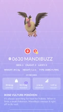 Mandibuzz Pokédex entry