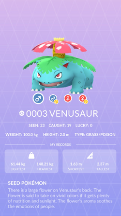 Shiny Venusaur Found in Pokemon Go App  Venusaur Frenzy Plant Moveset 