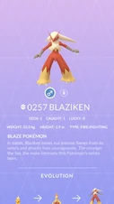 Blaziken Pokédex entry