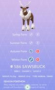 Winter Sawsbuck Pokédex entry