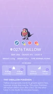 Taillow Pokédex entry