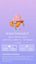 Parasect Pokédex entry