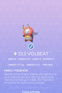 Volbeat Pokédex entry