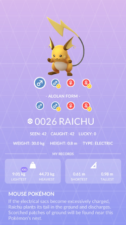 Pokemon 16026 Alolan Raichu Pokedex: Evolution, Moves, Location, Stats