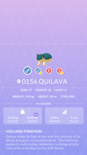 Example screenshot of the lucky Pokédex entry of Quilava