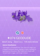 Geodude Shadow Pokédex entry