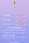 Sandy Burmy Pokédex entry