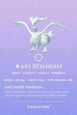 Reshiram, Pokémon GO Wiki