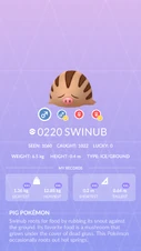 Swinub Pokédex entry