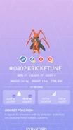 Kricketune Pokédex entry