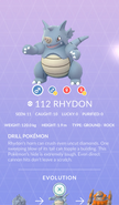 Example screenshot of the complete Pokédex entry of Rhydon