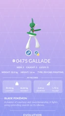 Gallade Pokédex entry