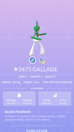 Gallade  Pokédex