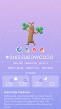 Sudowoodo Pokédex entry