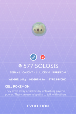 Solosis, Pokédex