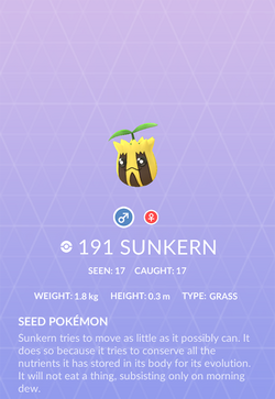 Pokemon 2191 Shiny Sunkern Pokedex: Evolution, Moves, Location, Stats