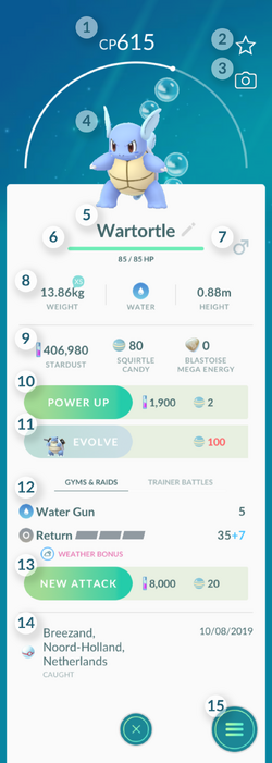 Pokémon summary page