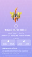 Tapu Koko Pokédex entry