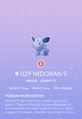 Entrada de Nidoran♀ en la Pokédex