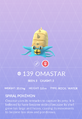 Entrada de Omastar en la Pokédex