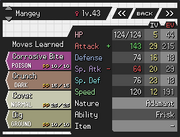 Pokemon stats page.