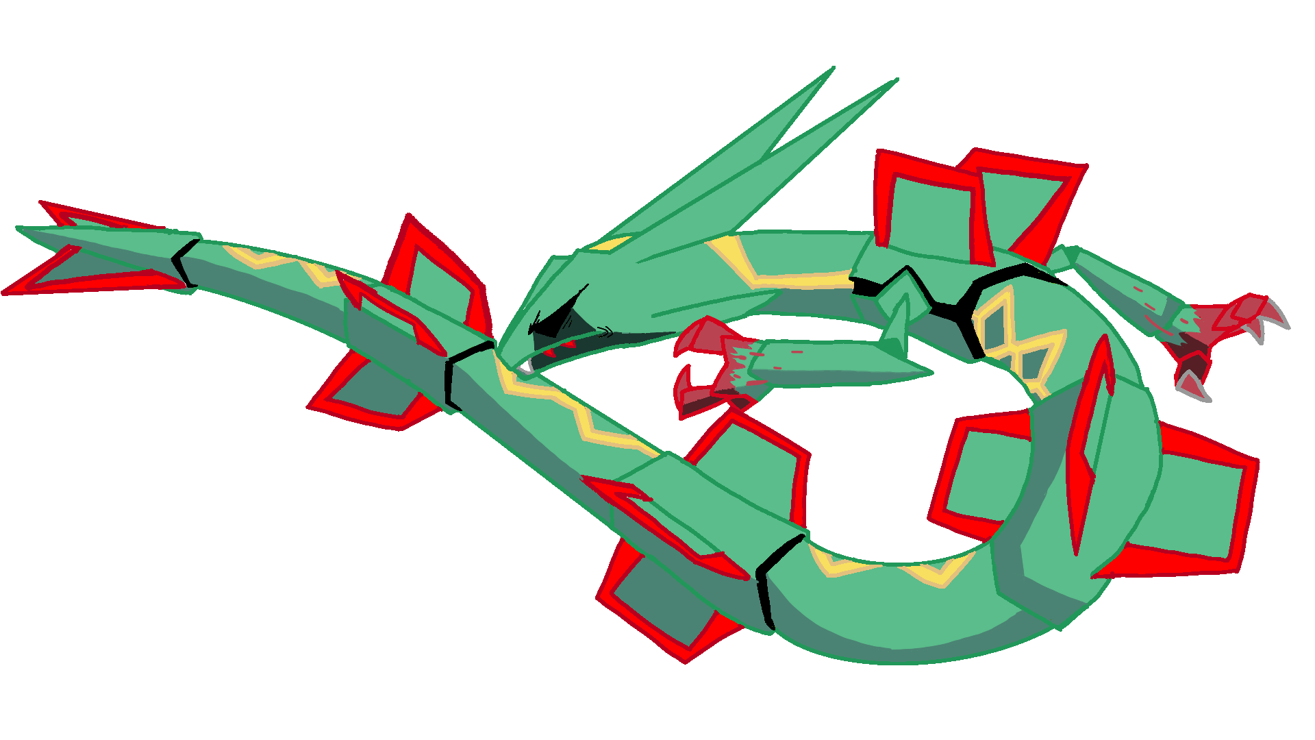 Shiny mega rayquaza render transparent background PNG clipart