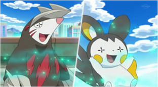 EP743 Excadrill y Emolga de Iris