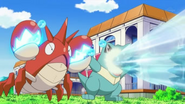 EP651 Totodile usando pistola de agua