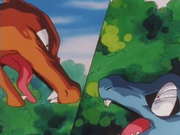 EP250 Charizard y Totodile usando cara susto