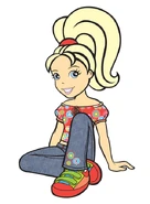 Beginning in 2006, Polly's promo artwork gained eyebrows and lost the rosy cheeks.