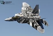 Starscream's vehicle mode, a Lockheed Martin F-22 Raptor. As of the second film, it received Cybertronian tattoos