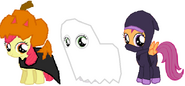 The Cutie Mark Crusaders in their new Halloween costumes