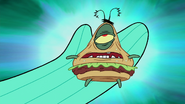 Sheldon J. Plankton as a mutated Krabby Patty creature