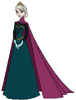 Elsa in her old dress and gloves
