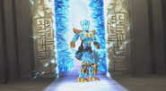 Ekimu emerging as a Toa of Light.