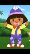 Dora in a Clown costume