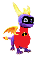 Spyro in his Incredibles outfit