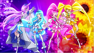 The Heartcatch Pretty Cures (Cure Blossom, Cure Marine, Cure Sunshine and Cure Moonlight)