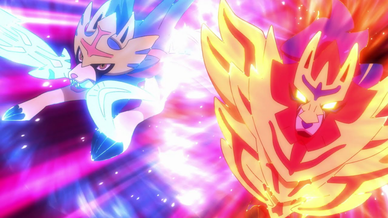 Shiny Zacian V and Zamazenta V Facing Off Against Eternatus in