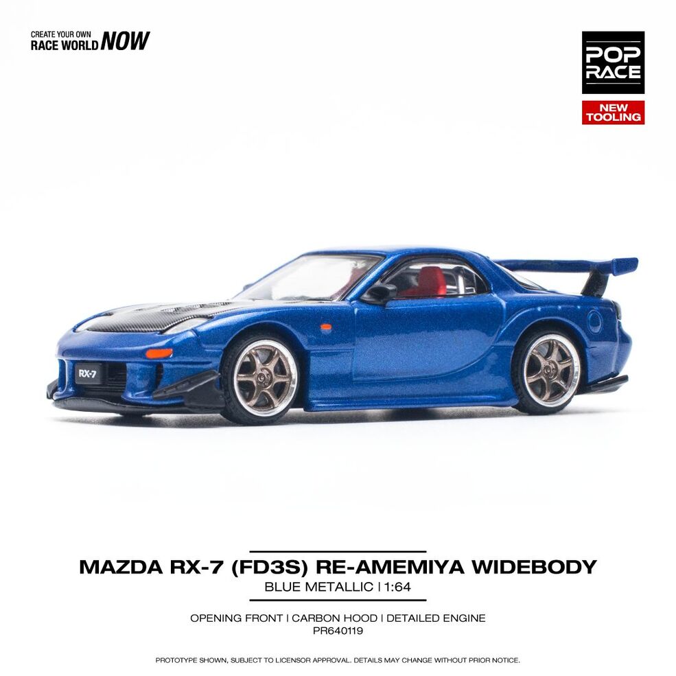POPRACE マレーシア限定 MAZDA RX7 RE-AMEMIYA POPRACE 1:64 MAZDA RX-7 (FD3S) RE-AMEMIYA WIDEBODY METALLIC